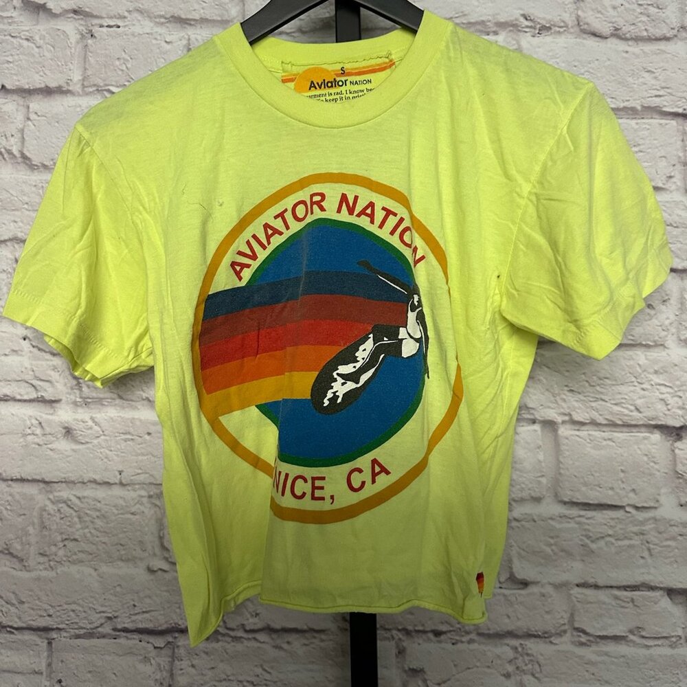Aviator Nation Neon Yellow T-Shirt - Short Sleeve - Small